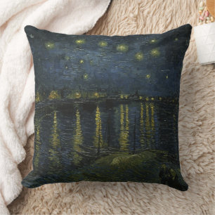 Coussin Nuit étoilée sur le Rhône, peinture à l'huile Van 