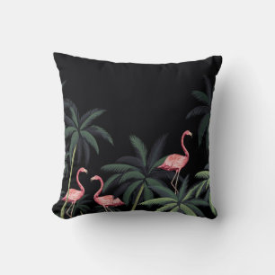 Coussin Nuit tropicale oiseaux sauvages vintages flamants,