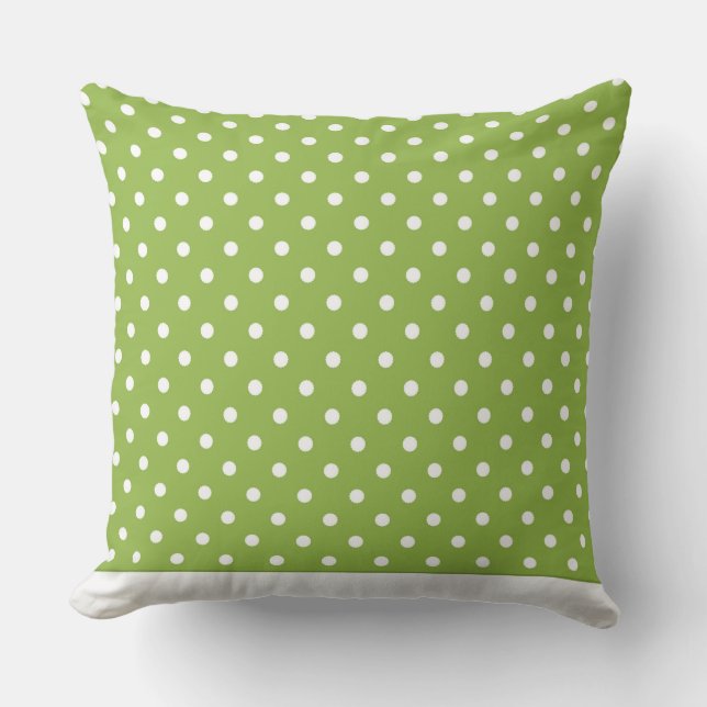 Coussin numérique moderne vert avec points blancs  (Recto)