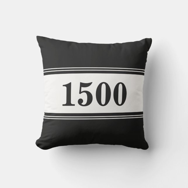 Coussin Numéro de la maison pour l'adresse de rue en noir  (Recto)