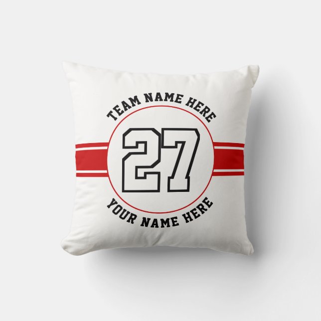 Coussin Numéro Jersey, nom de l'équipe et du joueur sports (Recto)