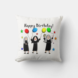 Coussin Nun Joyeux Anniversaire Blanc