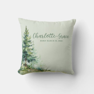 Coussin Nurserie Woodland Baby • Décor de forêt de sauge