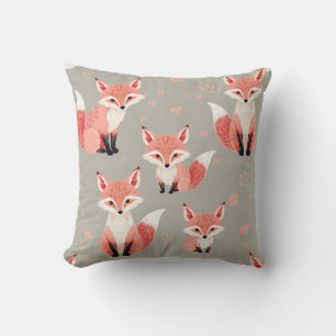Coussin Nursery Bébé Renard Rose Motif Joli Animal de la F