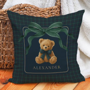 Coussin Nursery pour bébé garçon avec ours en peluche vint