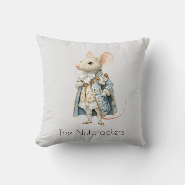 Coussin Nutcracker de Noël Souris King Aquarelle (Recto)