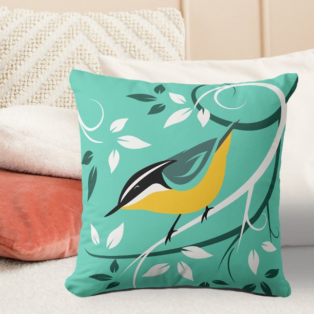 Coussin Nuthatch rouge décoratif (Créateur téléchargé)