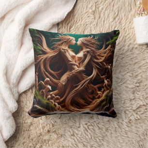 Coussin Nymphes de forêt enchantés par les chutes d'eau