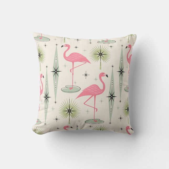 Coussin Oasis atomique avec Flamants roses roses Sac fourr (Recto)