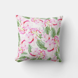 Coussin Oasis botanique tropicale de feuilles vertes roses