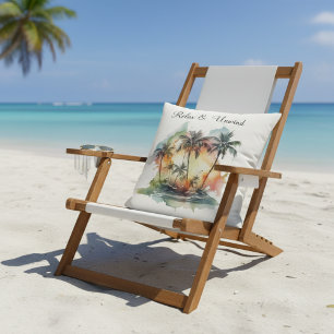 Coussin Oasis du coucher de soleil, personnalisé