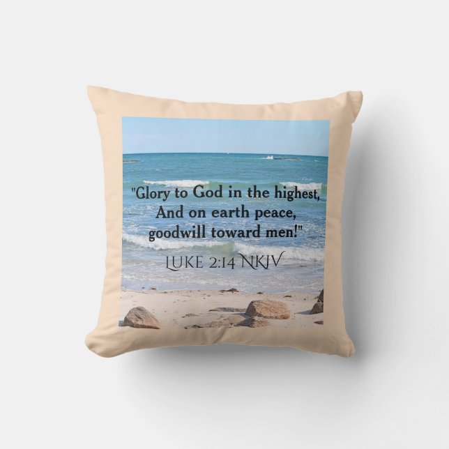 Coussin Océan bleu avec Noël Verse Faith Message Thor (Recto)