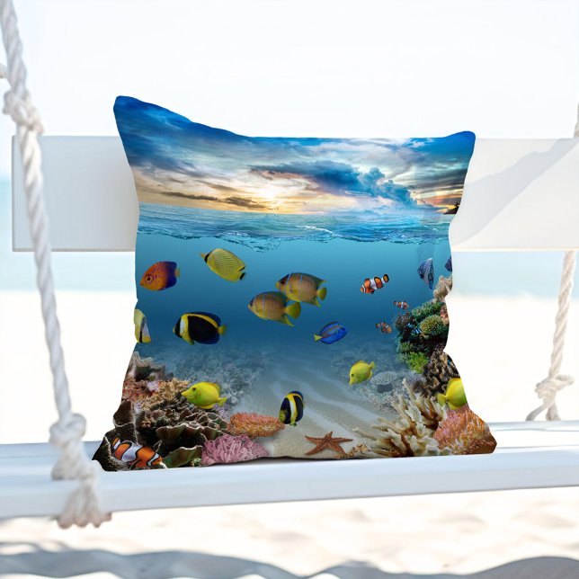 Coussin Océan Corail Reef Poisson tropical (Créateur téléchargé)