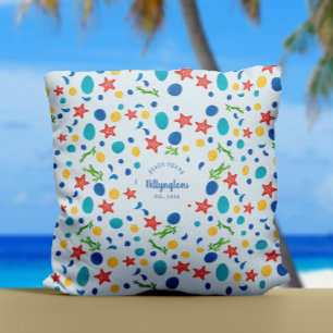 Coussin Ocean custom nom de famille maison mer collage