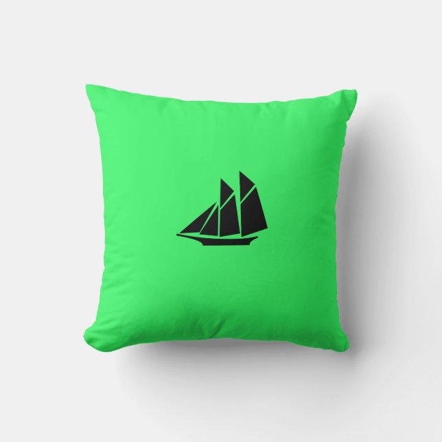 Coussin Ocean Glow_Clipper noir sur vert (Recto)
