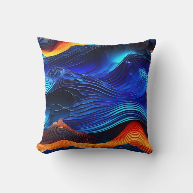 Coussin Ocean Lava "Aquaflame" (Recto)