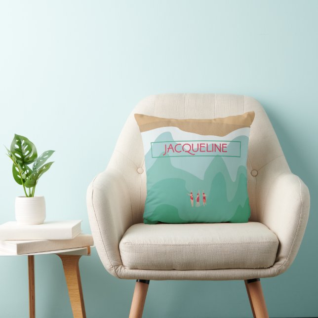 Coussin Océan sauvage minimaliste rétro personnalisé (Chaise)