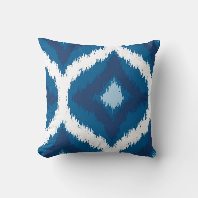 Coussin Ocean Waves Ikat Pattern Throw Pillow (Recto)