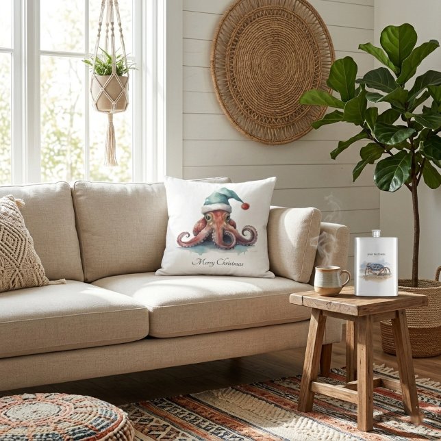 Coussin Octopus Christmas Joy, coutume (Créateur téléchargé)