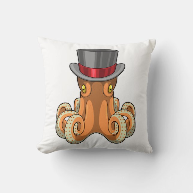 Coussin Octopus comme Gentleman avec chapeau supérieur (Recto)