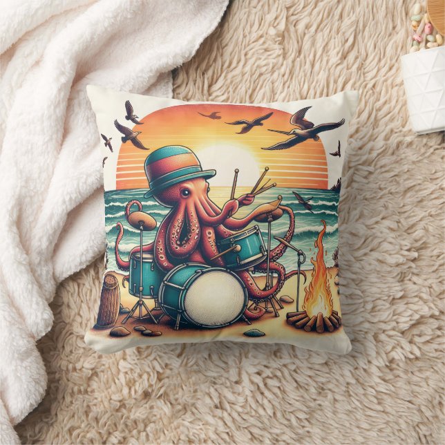 Coussin Octopus Jouer De La Tamise Près De Sunset Beach (Couverture)