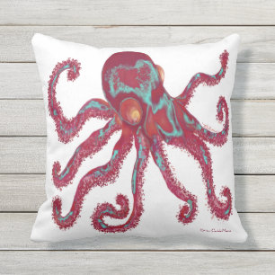 Coussin Octopus - Maroon profond