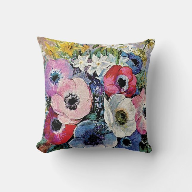 Coussin Odilon Redon Anemones Fleurs - Symbolisme d'art (Recto)