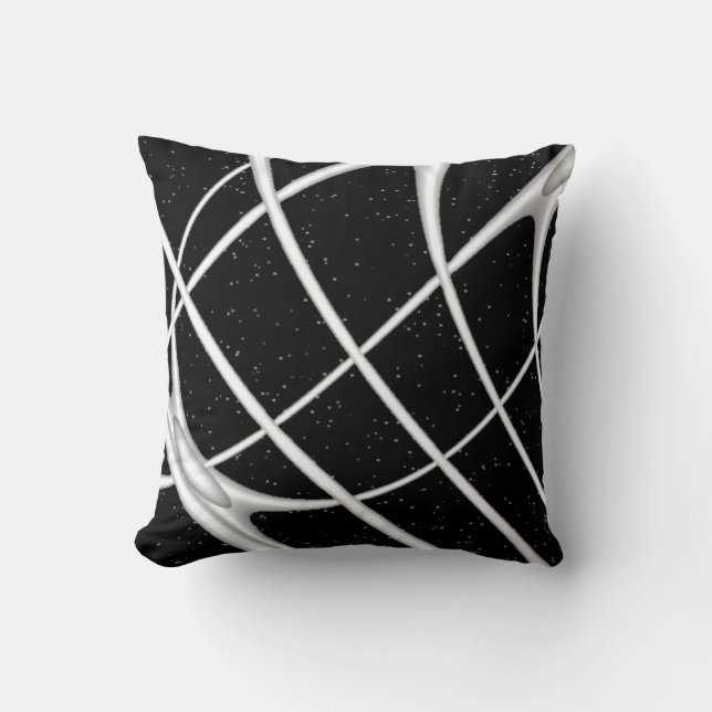 Coussin Odyssée noire et blanche moderne (Recto)