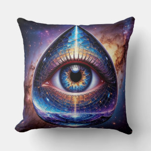 Coussin Œil cosmique dans une boule disco galactique en fo