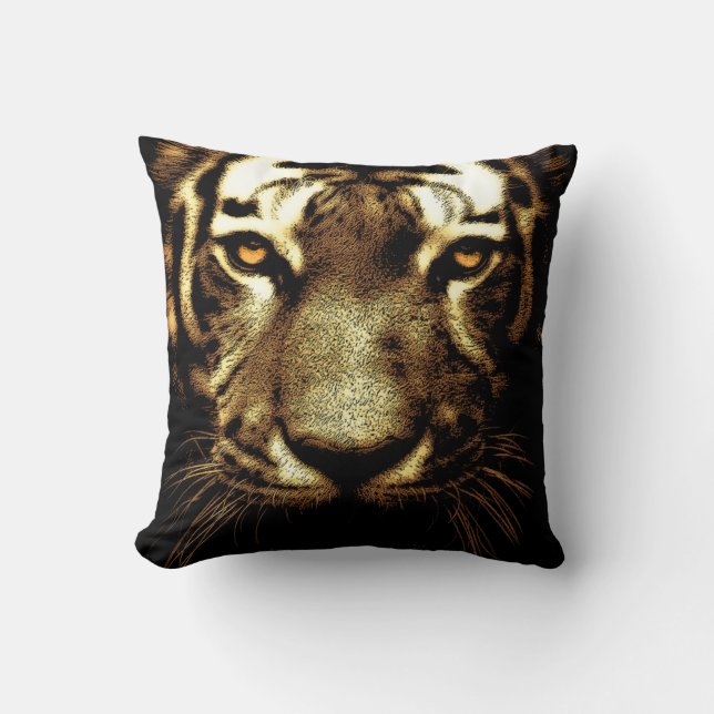 Coussin Oeil de tigre Animaux sauvages Polyester Jeu d'ore (Recto)