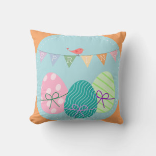 Coussin Oeuf de Pâques Bébé Nursery Oiseau Coloré Printemp