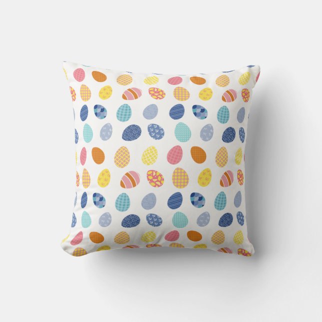Coussin OEufs colorés Pâques Côte Préppy Pâques (Recto)