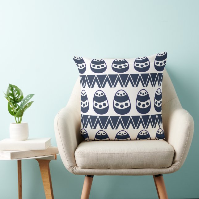 Coussin Oeufs de Pâques Chevron Stripes heureux Motif de P (Chaise)