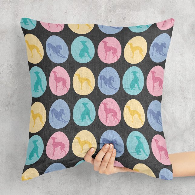 Coussin OEufs de Pâques Italien Chiens de Lévriers Pastel  (Créateur téléchargé)