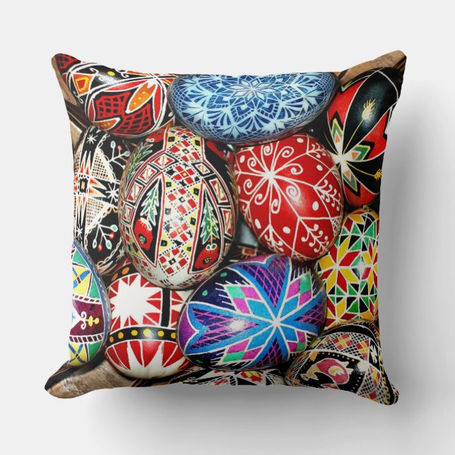 Coussin Oeufs de Pâques ukrainiens décoratifs (Recto)