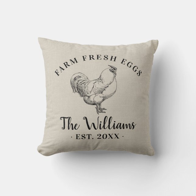 Coussin OEufs frais de ferme Monogramme de famille Oreille (Recto)