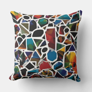 Coussin Œuvre d'art géométrique abstraite vibrante