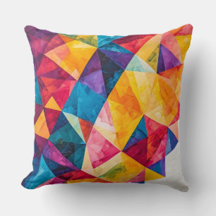 Coussin Œuvre d'art géométrique abstraite vibrante