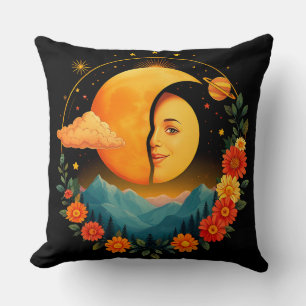 Coussin Œuvre d'art représentant une demi-lune avec des mo