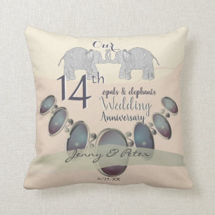 Coussin Oeuvres et éléphants du 14e anniversaire du Mariag