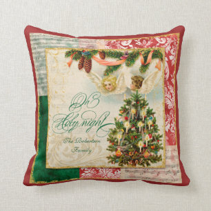Coussin Oh nom de famille saint d'anges d'arbre de Noël d