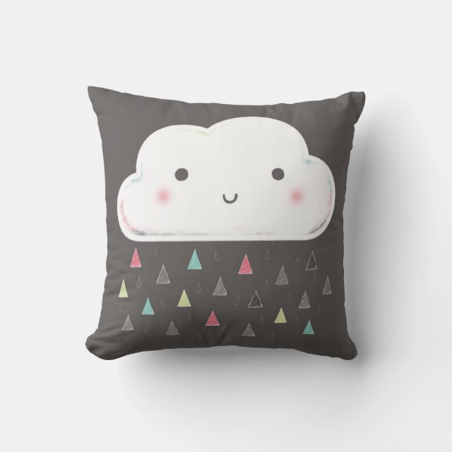 Coussin Oh nuage, il pleut des triangles ! + monogramme (Recto)