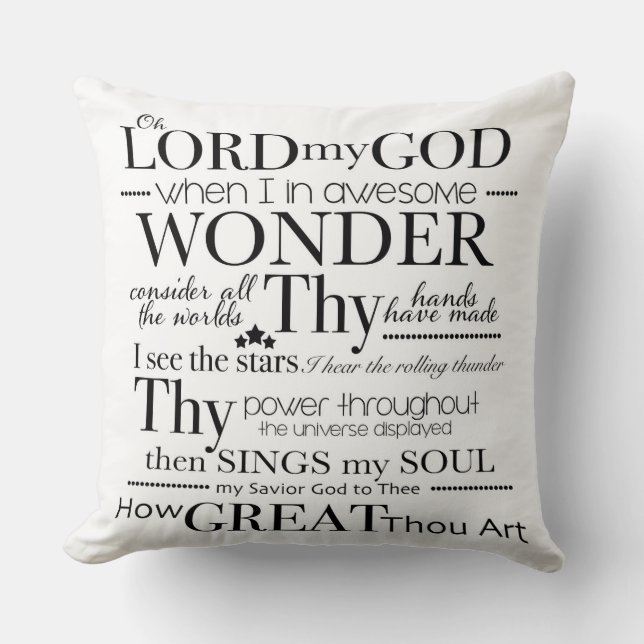 Coussin Oh seigneur mon Dieu comment grand art de mot (Recto)