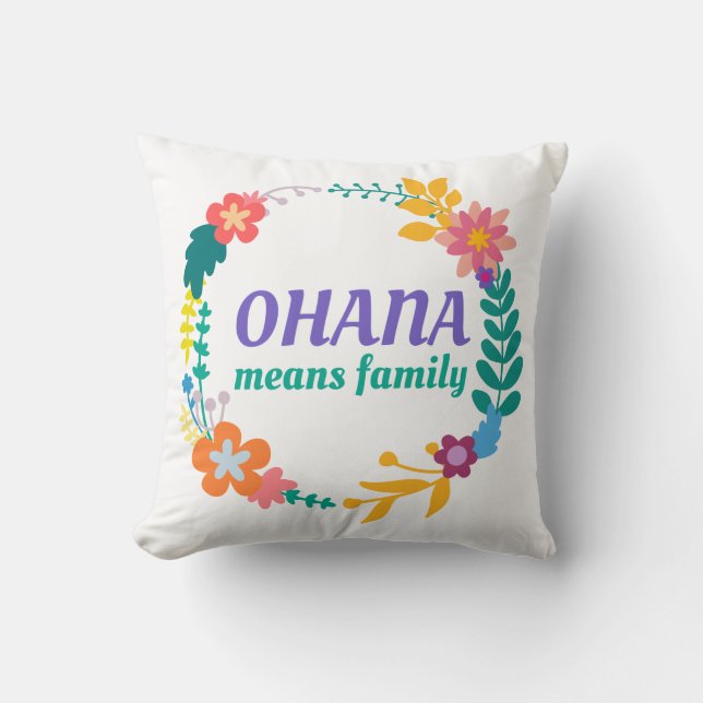 Coussin Ohana veut dire le carreau de la famille | (Recto)