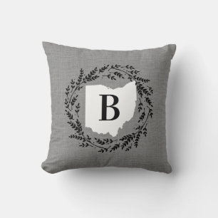 Coussin Ohio Rustic Wreath Monogramme Jeu d'oreiller