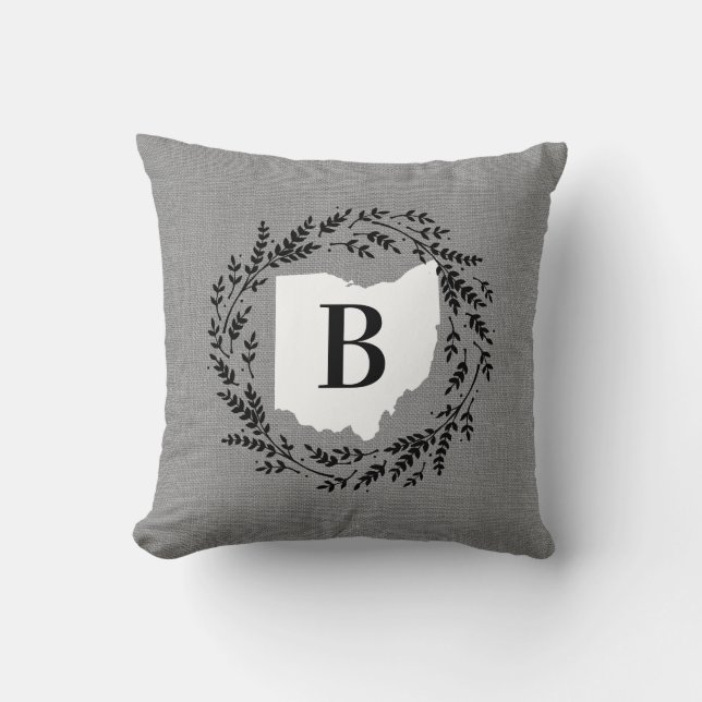 Coussin Ohio Rustic Wreath Monogramme Jeu d'oreiller (Recto)