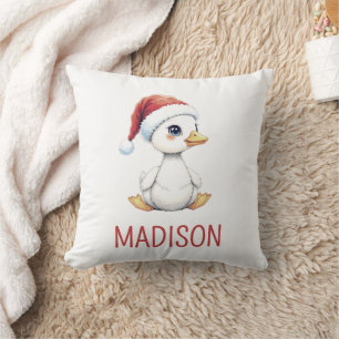 Coussin Oie de Noël personnalisée à l'aquarelle