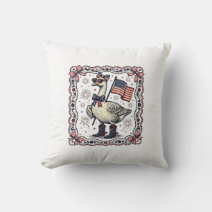 Coussin Oie patriotique gravure vintage