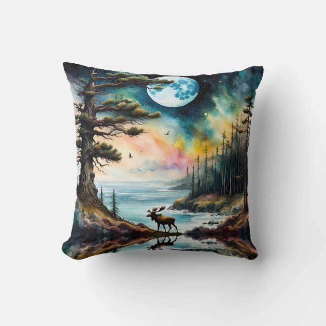 Coussin Oie sous la Pleine lune (Recto)