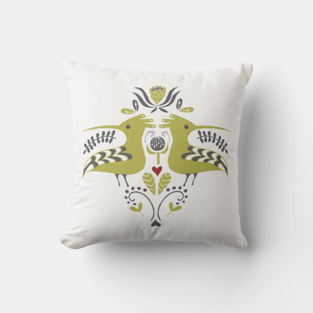 Coussin Oiseau africain/Hoepoe/conception/corail/Shweshwe (Recto)